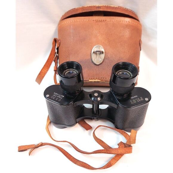 Pilot Binoculars vintage 6x30 field 7.5 deg. P-7-71309 w/ Case *READ - Picture 1 of 5